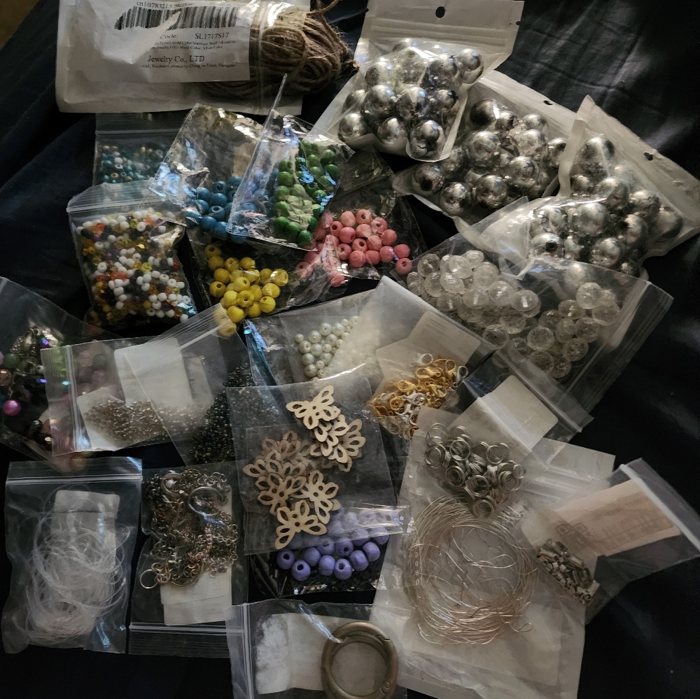 Assorted Beads and Jewelry Making Supplies